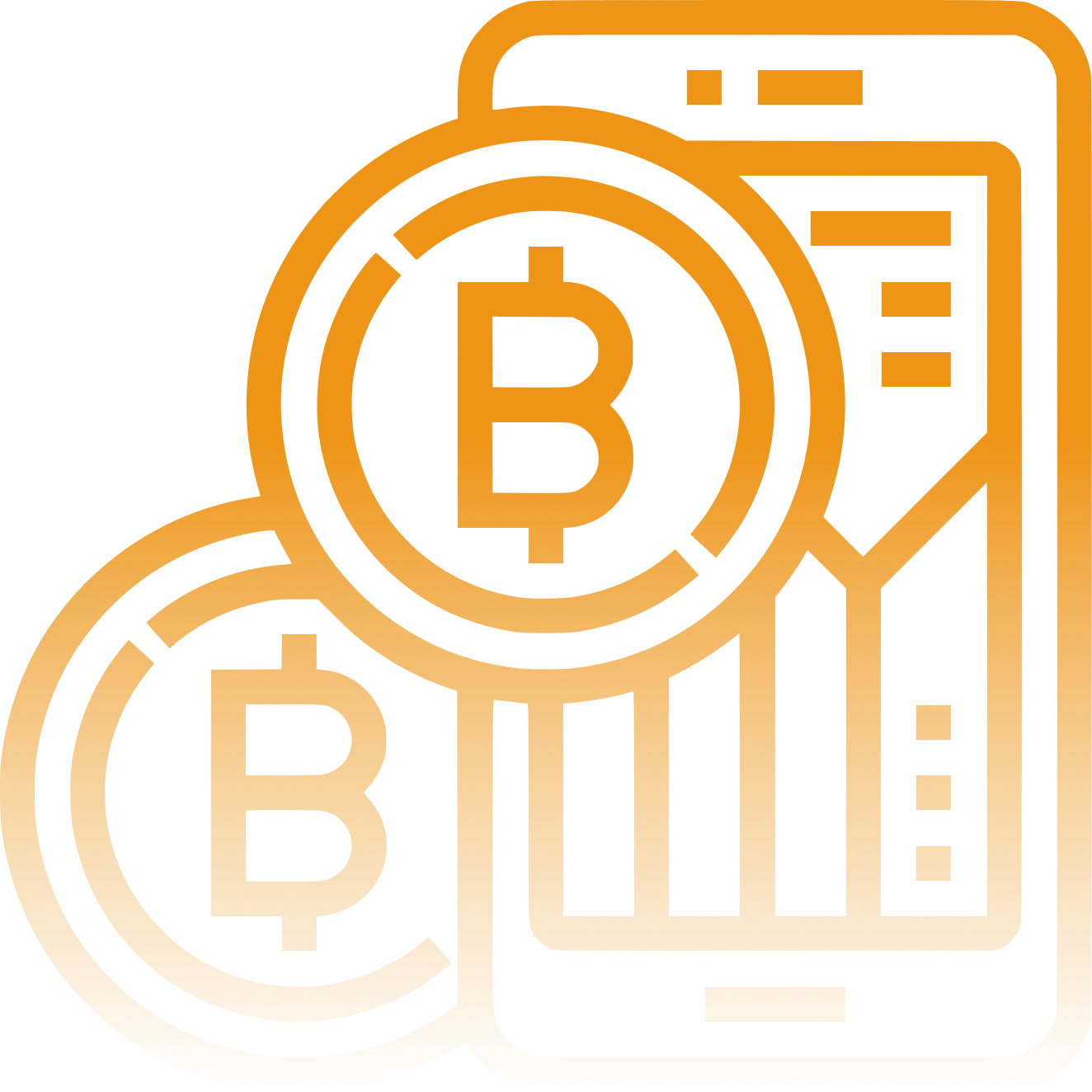 Illustration of Bitcoin market analysis with chart and transaction graphics